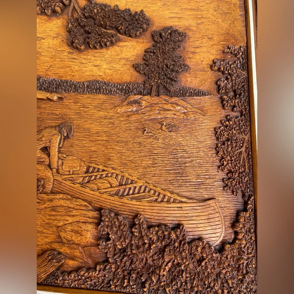 Vintage Kim Murray Hand Carved Faux Wood carving Art Sculpture. 18.5” x 14.5” - Picture 5 of 9